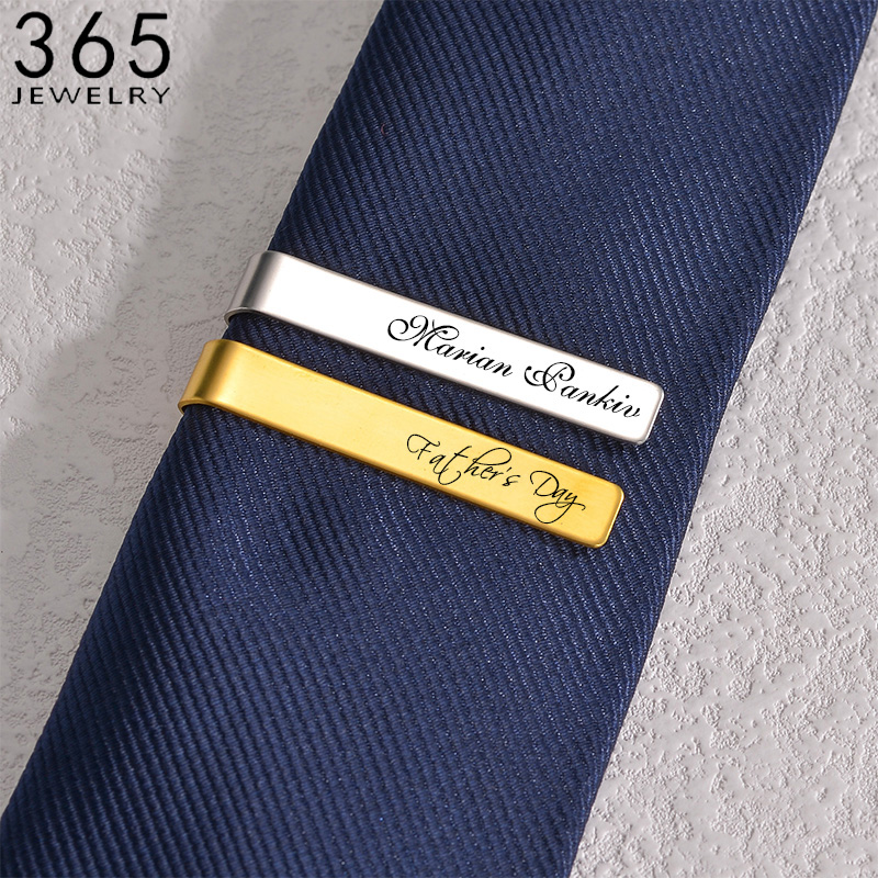 Tie Bar Set Gift - 男性用ステンレスネクタイクリップ,パーソナライズされたロゴ,刻印された名前,バーピン,ウェディングギフト,日付ジュエリー