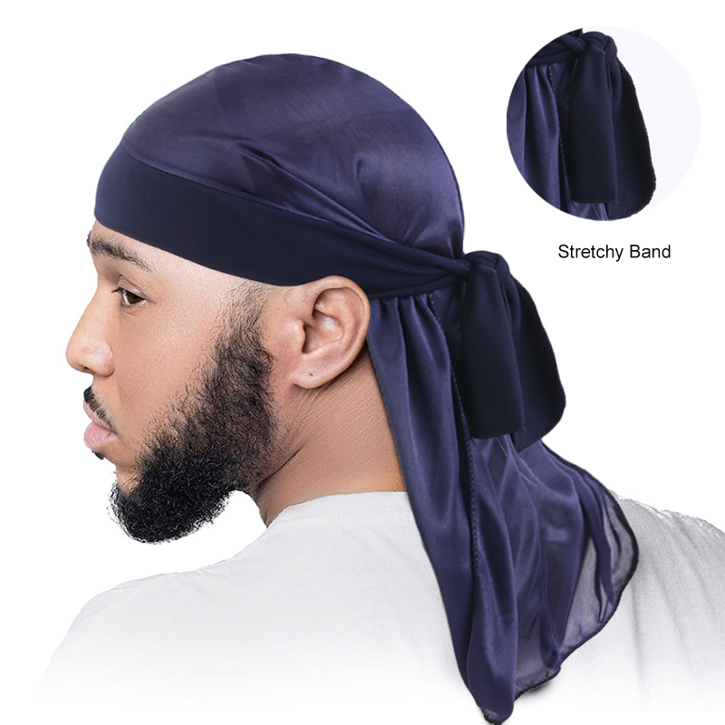 Bandana Doo Rag - 男性のシルキーデュラグバンダナターバンハット伸縮性ウィッグサテンドゥラグデュラグユニセックス海賊帽子男性ヒップホップヘッドバンドバイカーヘッドラップ