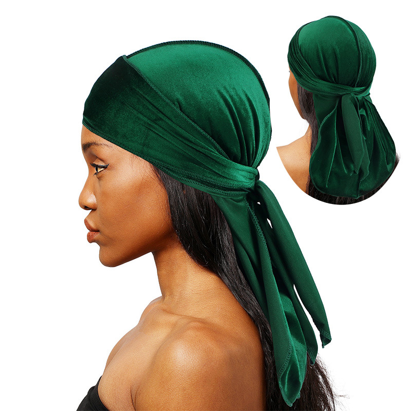 Bandana Doo Rag - 男性と女性のためのユニセックスベルベットヘッドバンド,バンダナ,ターバン,ロングテールバンダナ,ヘッドバンド,海賊帽子,ヘアアクセサリー
