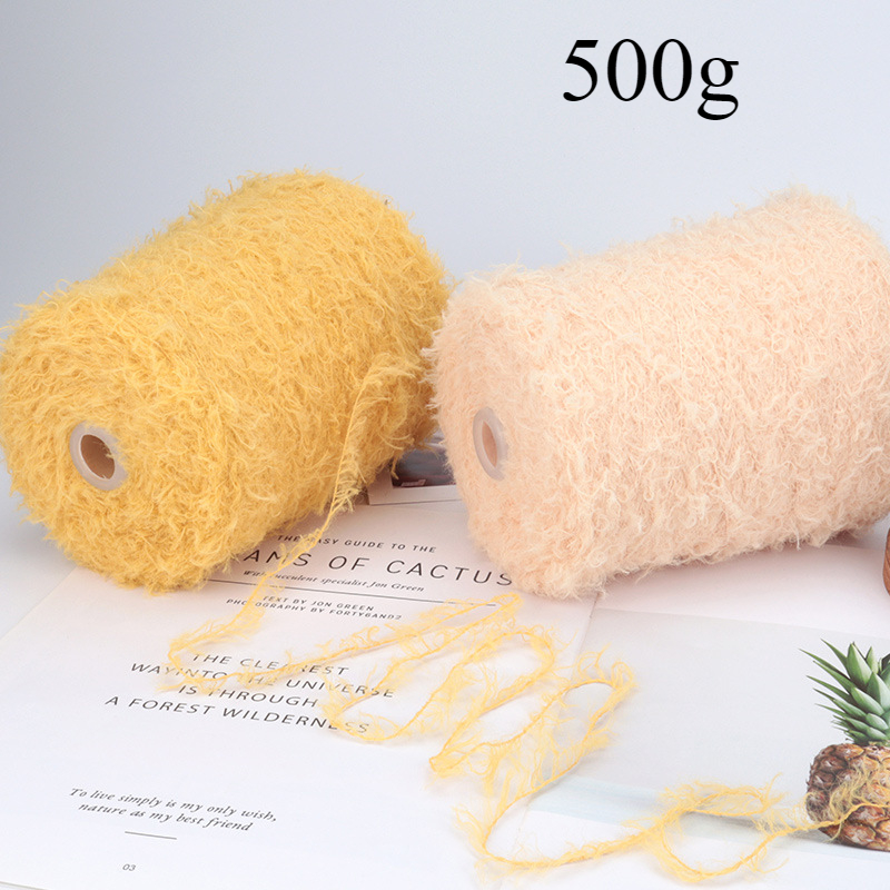 Woven Scarf Blanket - 500g テディベルベットロールウール糸、イミテーションファーミンクベルベットニット糸、DIY織セーター、ブランケット、スカーフ、グローブかぎ針編み糸