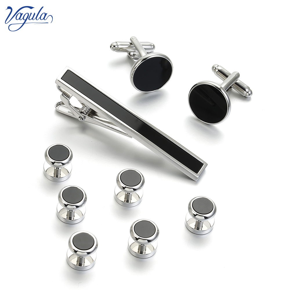 Tie Bar Set Gift - VAGULA 9 個タイバーカフス襟スタッドセット spinki タキシードネクタイピンクリップ Gemelos