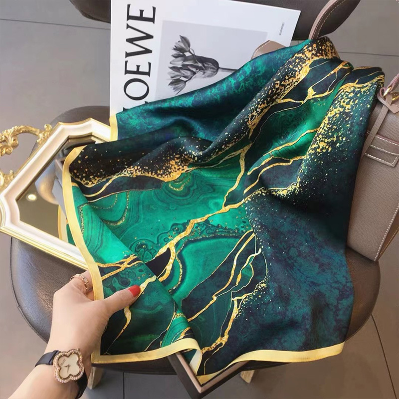 Scarf Silk Square - 70 × 70 センチメートル女性スカーフシルク感ヘアネックスクエアブランドオフィスバンダナマフラーウェイター客室乗務員ハンカチリングラップ