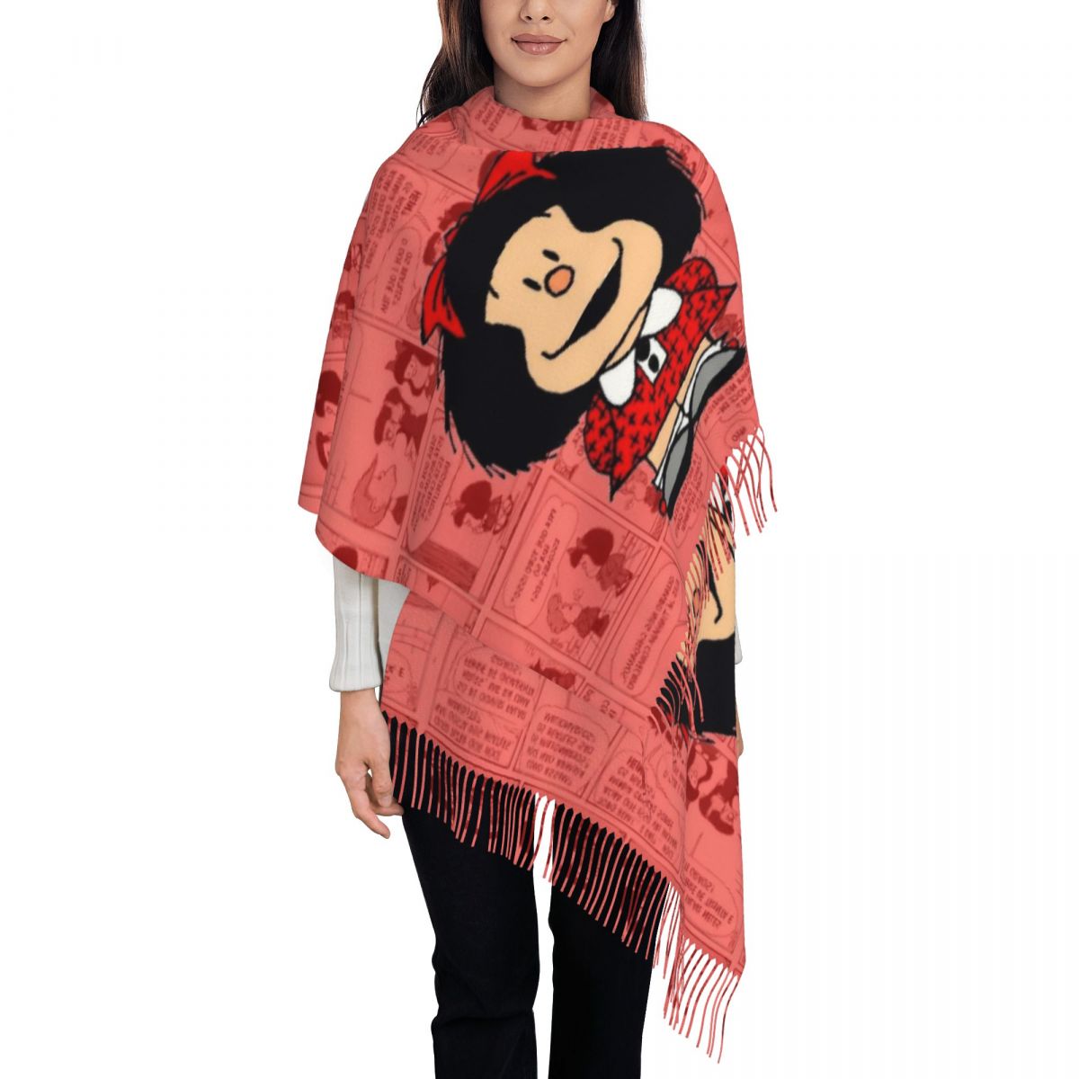 女性用タッセルスカーフ マファルダス漫画 大きな柔らかい暖か - Pashmina Wrap Large のレビューと価格