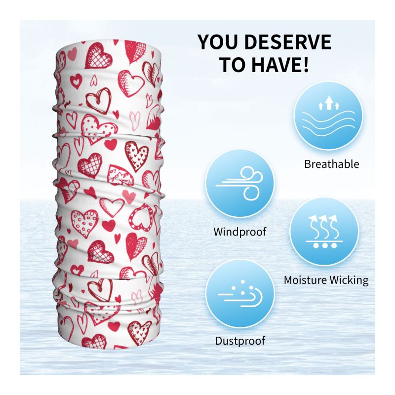 ピンクレッドラブハートバンダナネックウォーマー女性男性ハイキ - Neck Warmer Tube のレビューと価格