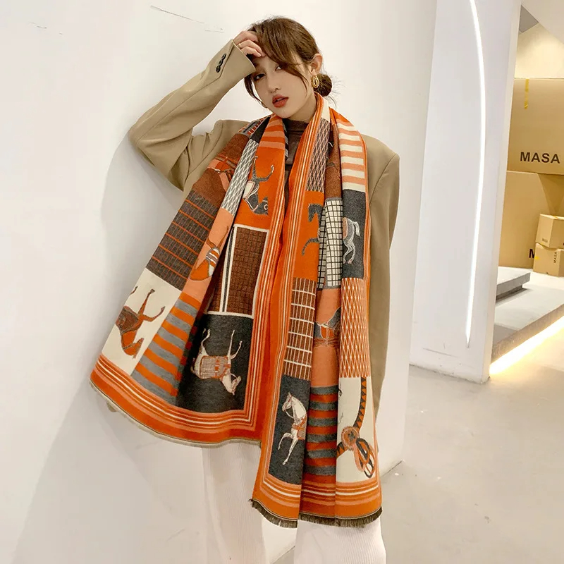 女性のための豪華な冬のカシミヤスカーフ,暖かいパシュミナブラ - Woven Scarf Blanket のレビューと価格