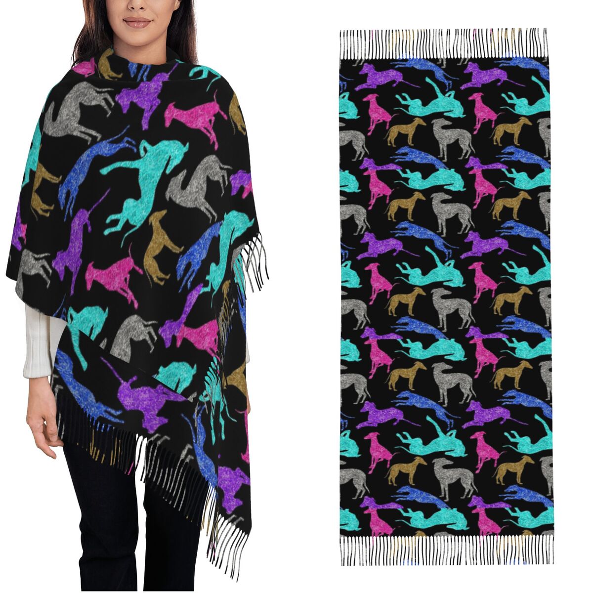 グレートグレイハウンドコンボスカーフ 暖かいパシュミナショー - Pashmina Wrap Large のレビューと価格