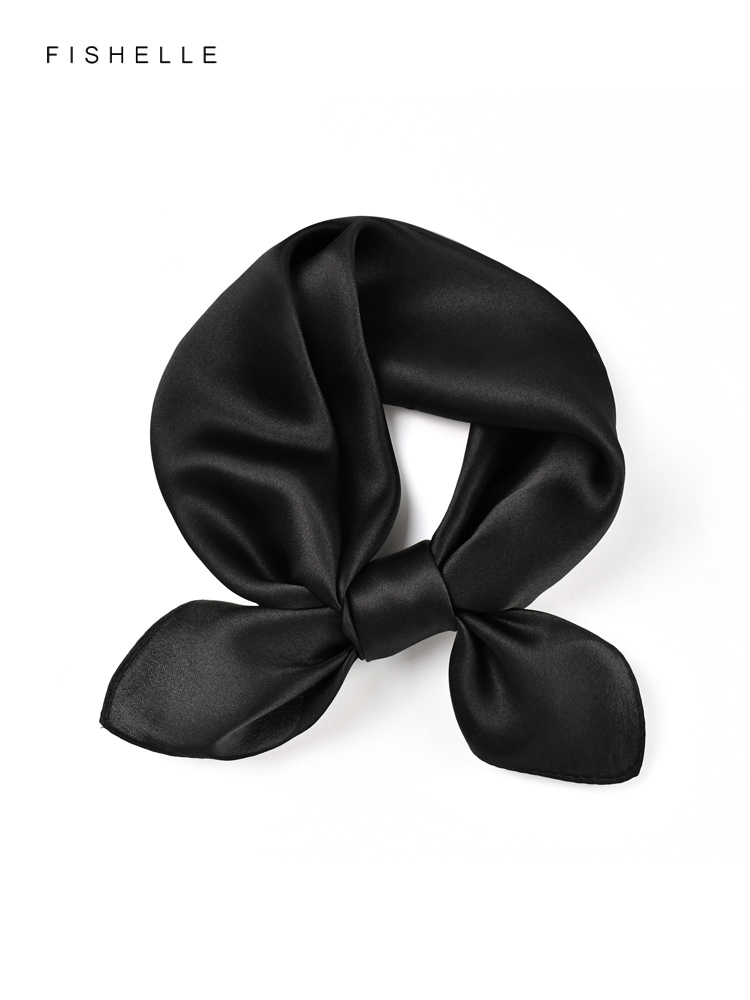 女性用シルクスカーフ,無地のブラック,女性用スカーフ,小さな - Scarf Silk Square のレビューと価格