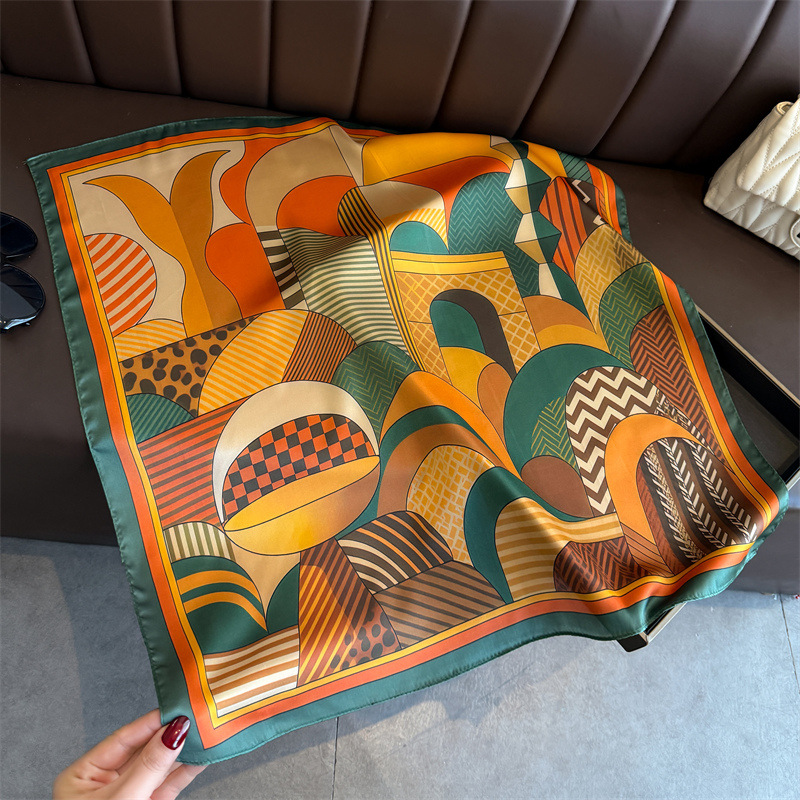 2026 新幾何学プリントシルクスクエアスカーフ女性装飾ネク - Ascot Neck Scarf のレビューと価格