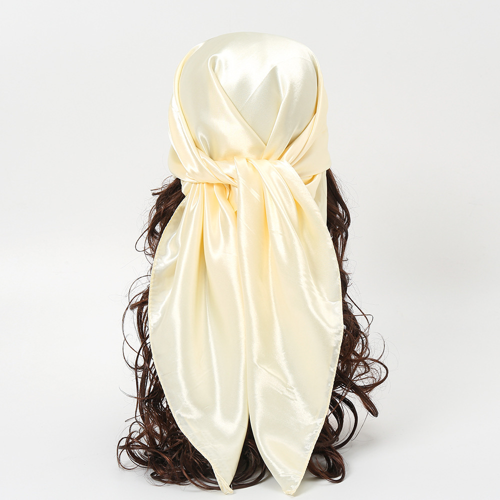 90 センチメートル無地ネッカチーフヒジャーブスカーフ女性の - Scarf Silk Square のレビューと価格