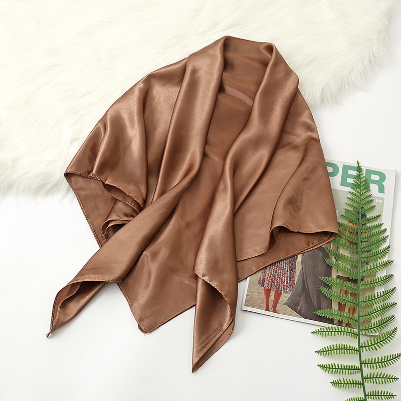 90 センチメートル無地ネッカチーフヒジャーブスカーフ女性の - Scarf Silk Square のレビューと価格